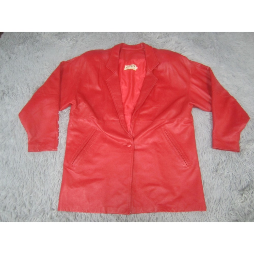 VTG Lotus Jacket Womens Small Red 1970's 1980's Single Button Closure‎ Slanted
